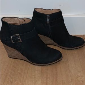 Black Wedge Booties